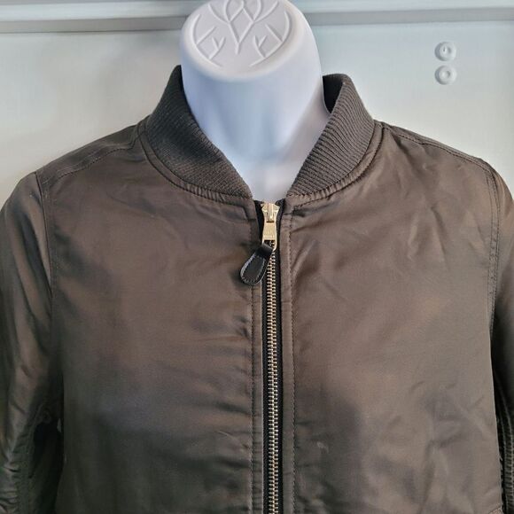 STEVE MADDEN parachute Bomber Satin jacket side zip teddy bear fleece lining, - Picture 6 of 13